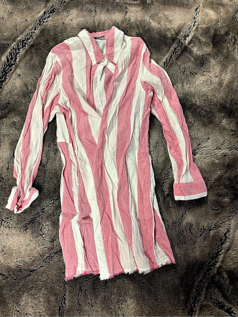 Tommy Bahama Ocean Reverie Flounce Shirt Dress Pink & White